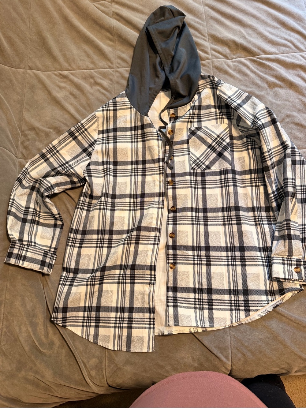 Plaid Hooded Flannel Shirt Jacket
